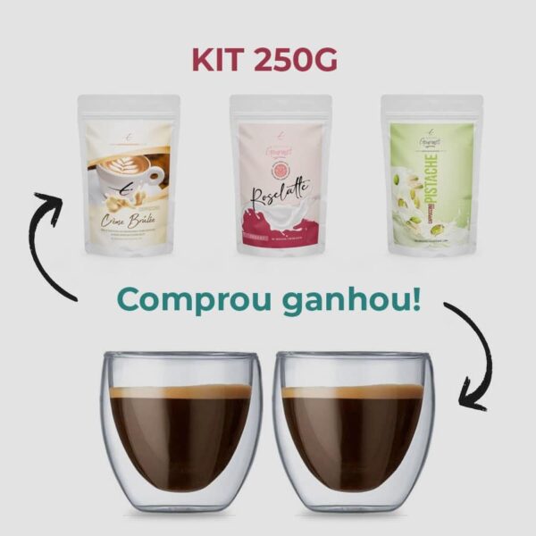 Kit 3 Cappuccinos 250g Grátis 2 Copos Vidro Duplo 80ml